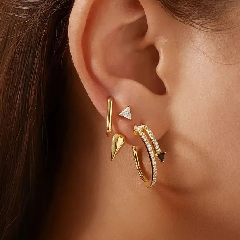 Ania Haie Boucles d'oreilles géométriques à zirconium cubique triangle doré E059-11G Bijoux Ania Haie