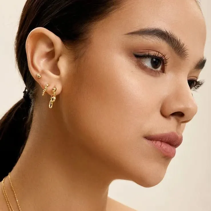 Boucles d'oreilles Huggie à vagues torsadées en or Ania Haie Gold E050-01G Bijoux Ania Haie
