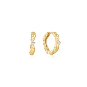 Boucles d'oreilles Huggie à vagues torsadées en or Ania Haie Gold E050-01G Bijoux Ania Haie