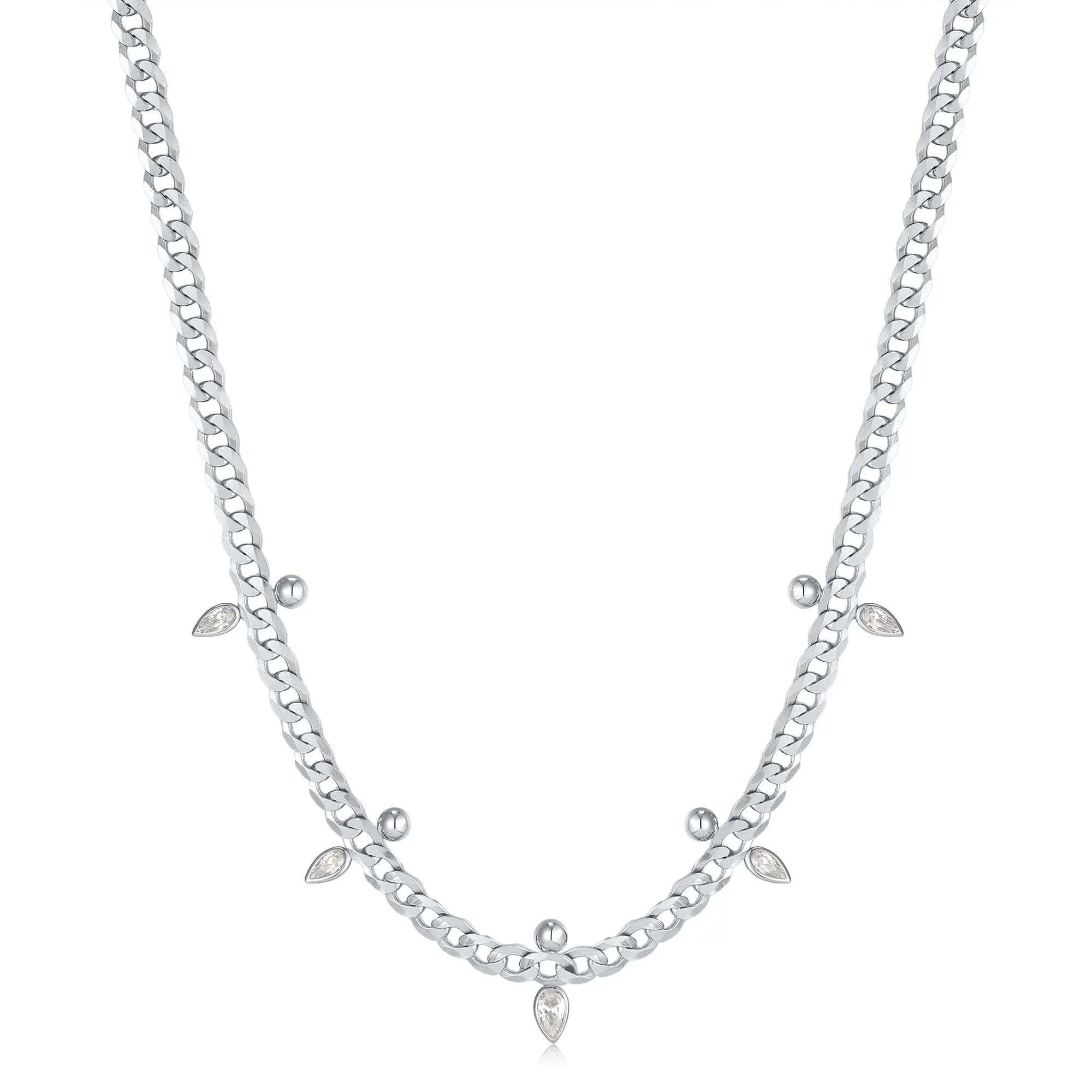 Ania Haie Collier Point Étincelant Chaîne Curb Argent N053-07H Bijoux Ania Haie