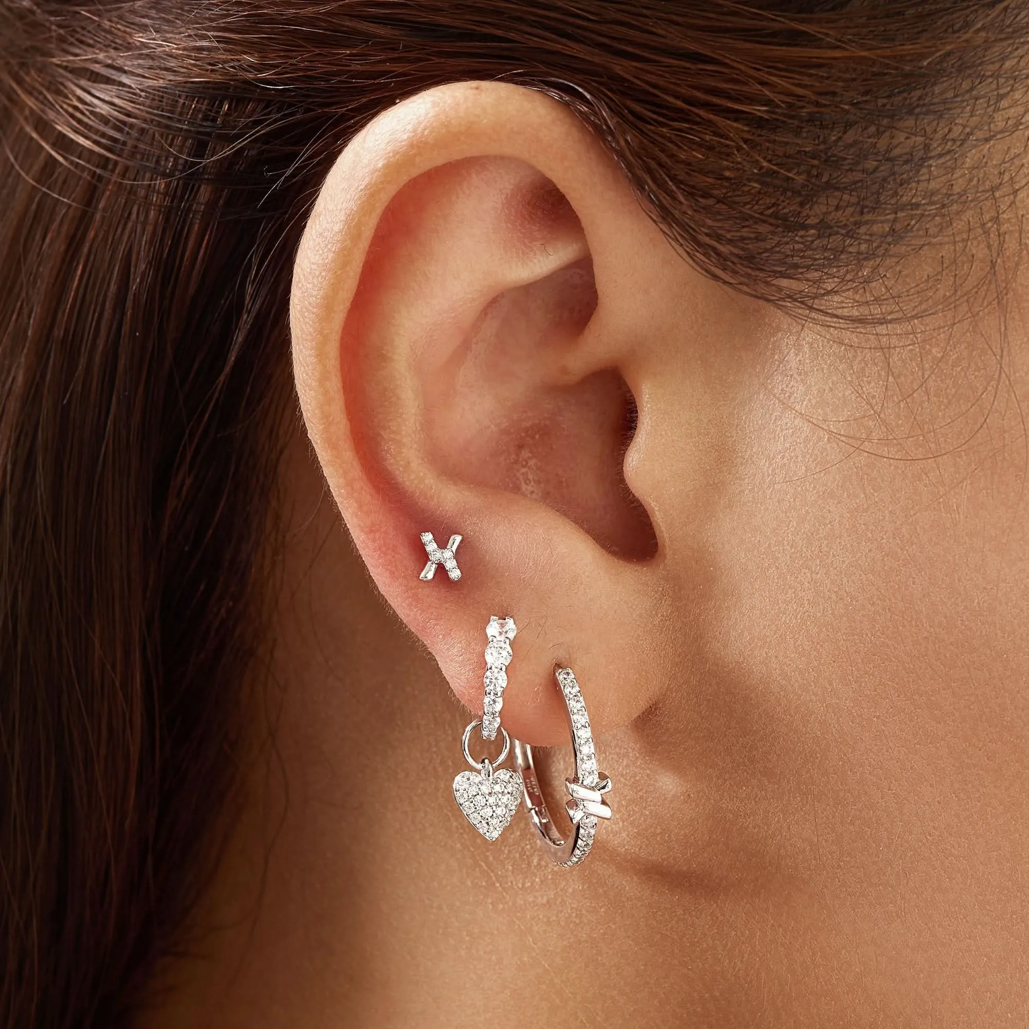 Ania Haie Pendentif de Boucle d'Oreille Cœur en Argent Pavé EC060-05H Bijoux Ania Haie