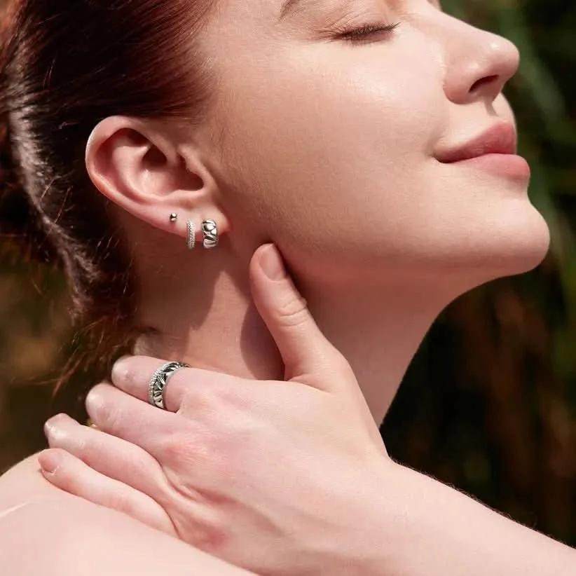 Ania Haie Boucles d'oreilles Silver Pavé Huggies E057-04H Bijoux Ania Haie