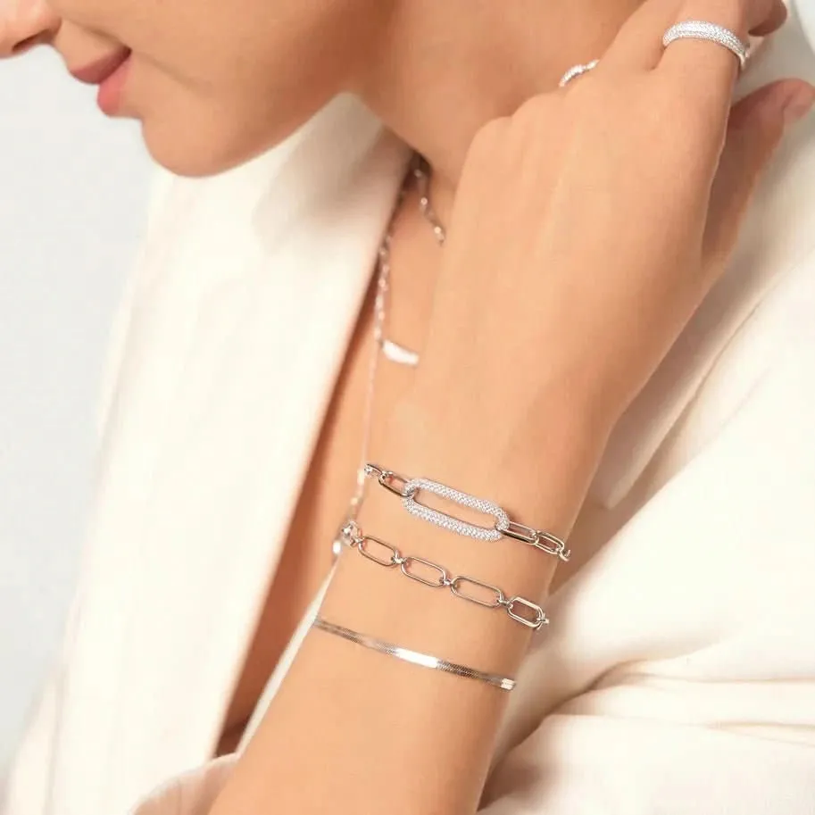 Bracelet Ania Haie en maillons pavés argentés B051-01H Bijoux Ania Haie