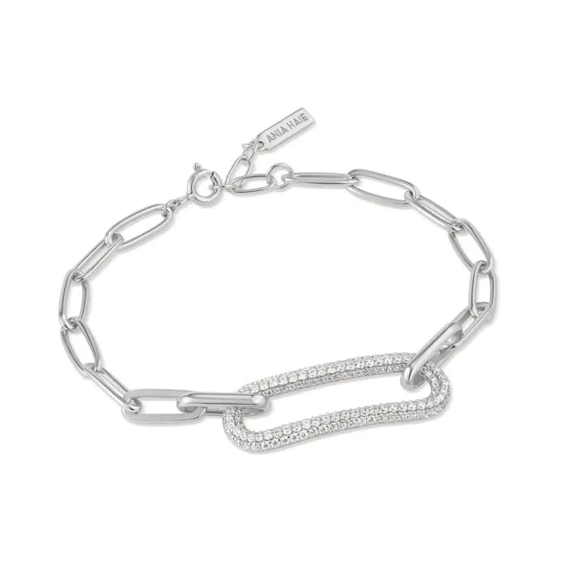 Bracelet Ania Haie en maillons pavés argentés B051-01H Bijoux Ania Haie