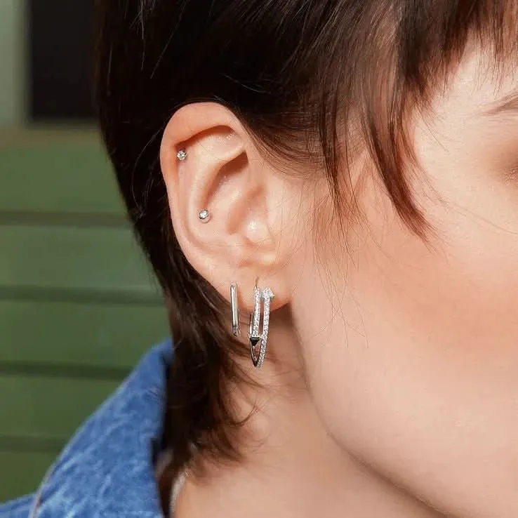 Ania Haie Barbell en Argent Solitaire avec Zirconium Cubique E059-01H Bijoux Ania Haie