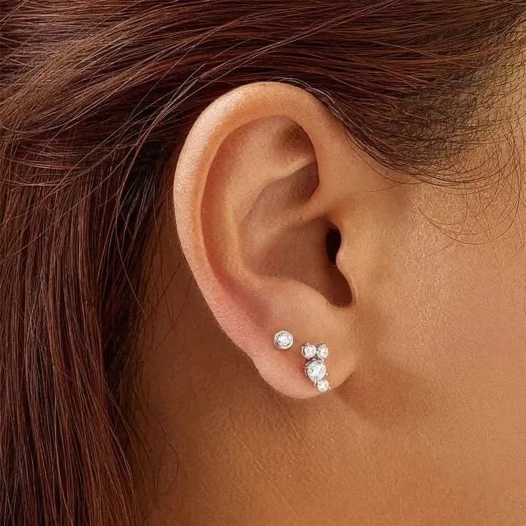 Boucles d'oreilles solitaires en zirconium cubique argenté Ania Haie E059-03H Bijoux Ania Haie