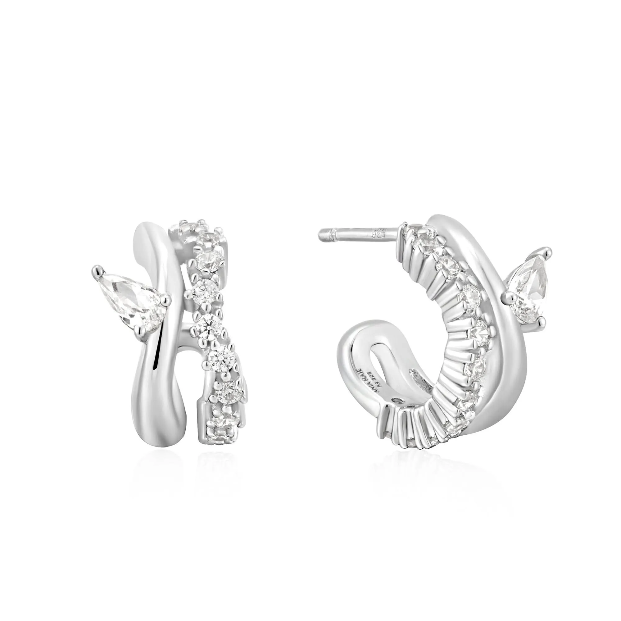 Boucles d'oreilles doubles étincelantes Ania Haie Silver Sparkle E056-04H Bijoux Ania Haie