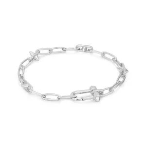 Bracelet Ania Haie avec breloques et maillons cloutés argentés B048-03H Bijoux Ania Haie