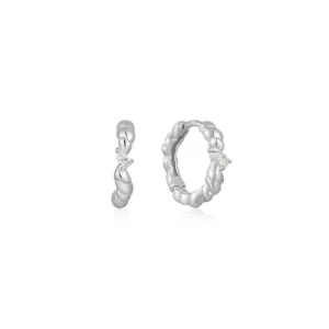 Boucles d'oreilles Huggie à vagues torsadées argentées Ania Haie E050-01H Bijoux Ania Haie