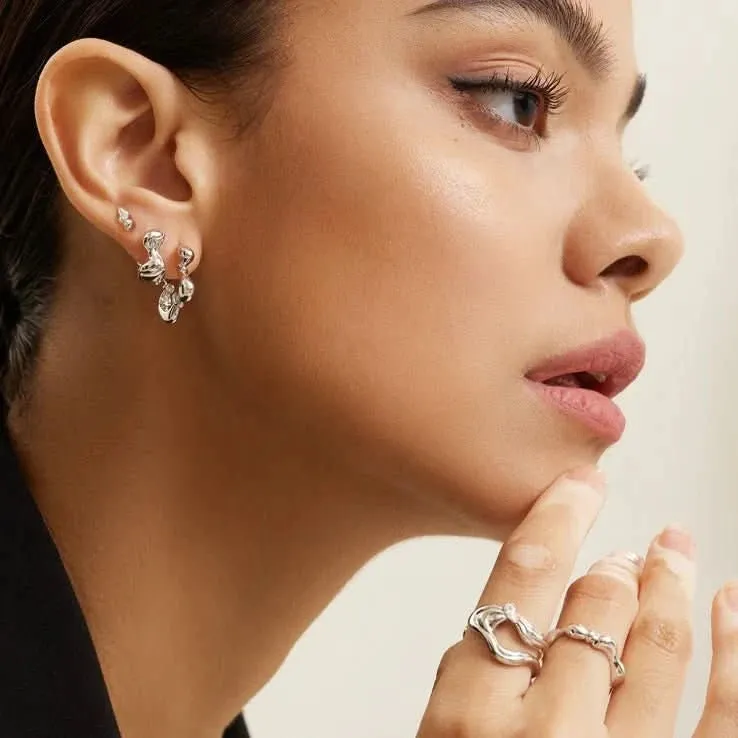 Boucles d'oreilles à clous Vague torsadée argentée Ania Haie E050-02H Bijoux Ania Haie