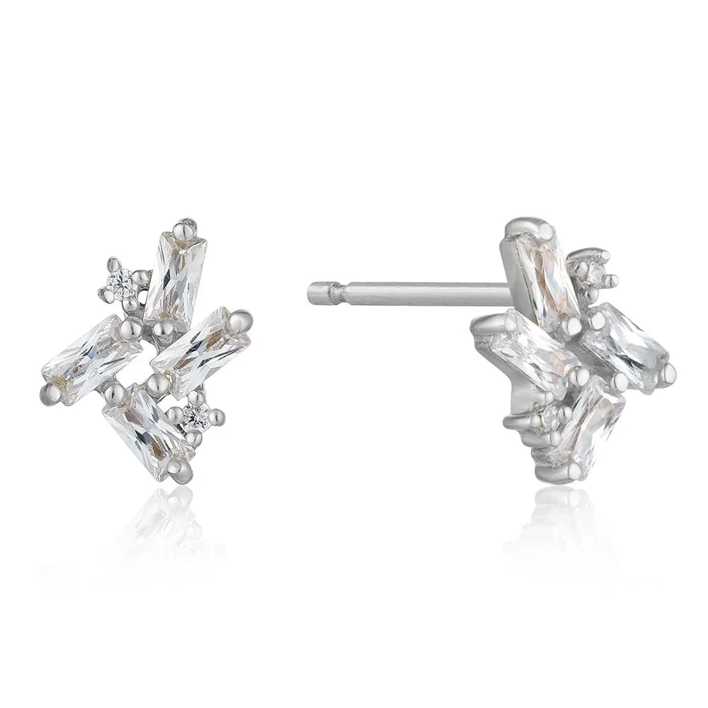 Ania Haie Boucles d'oreilles à clous en argent sterling avec amas scintillant