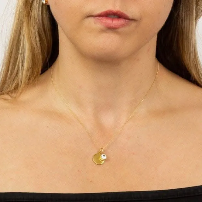 Collier Swarovski P5011 Beginnings Jewellery avec disque gravable et pierre de naissance en or jaune plaqué avril