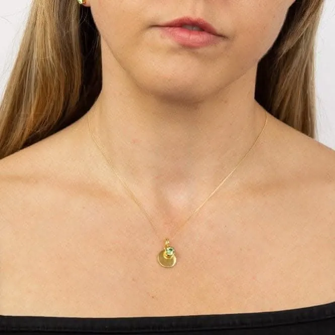 Collier Swarovski P5015 Débuts Bijoux avec Disque Gravable en Pierre de Naissance Doré Jaune Août