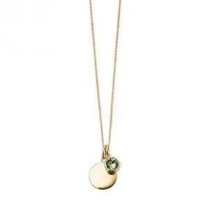 Collier Swarovski P5015 Débuts Bijoux avec Disque Gravable en Pierre de Naissance Doré Jaune Août