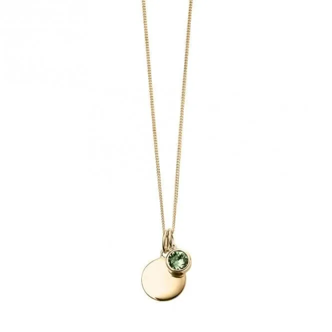 Collier Swarovski P5015 Débuts Bijoux avec Disque Gravable en Pierre de Naissance Doré Jaune Août
