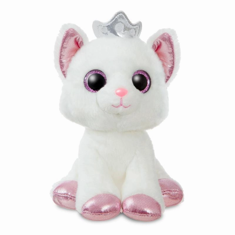 AURORA Duchess White Cat with Crown Plush 17cm
