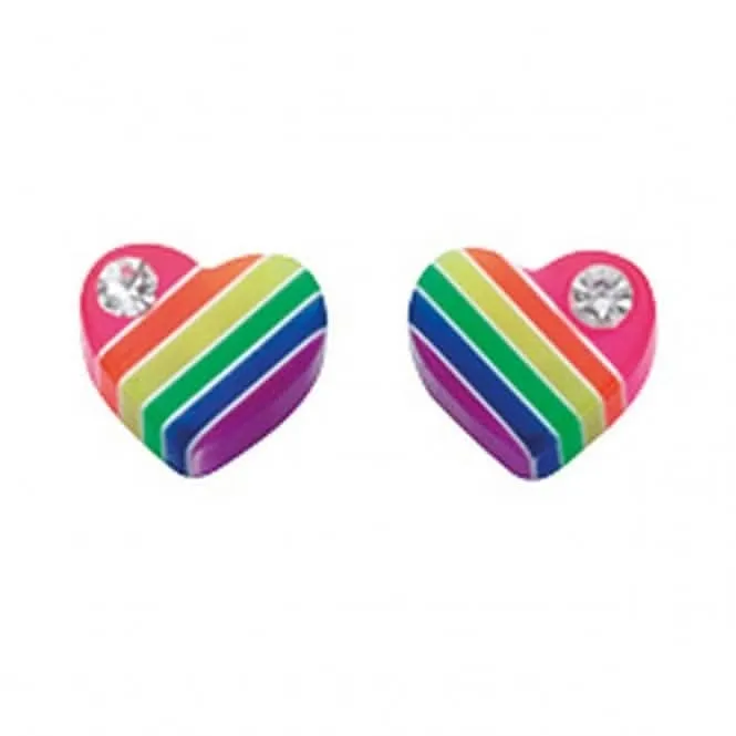 Boucles d'oreilles à clous en argent 925 Cœur avec accents multicolores - Beginnings Jewellery