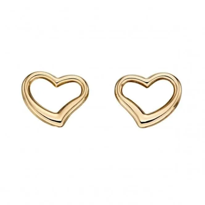 Boucles d'oreilles Cœur Ouvert en Argent Sterling et Or Jaune 9CT GE2214 - Bijoux Beginnings