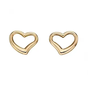 Boucles d'oreilles Cœur Ouvert en Argent Sterling et Or Jaune 9CT GE2214 - Bijoux Beginnings