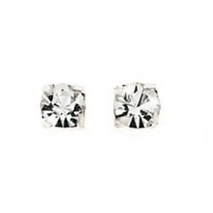 Boucles d'oreilles à clous en argent sterling A127C avec cristal clair de 4mm - Débuts Bijoux