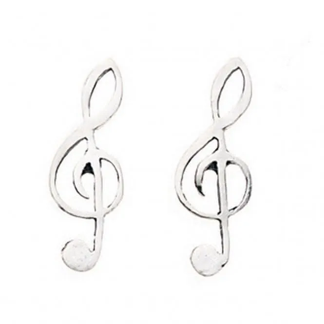 Boucles d'oreilles à clous en argent sterling A159 en forme de clé de sol - Créations Bijoux