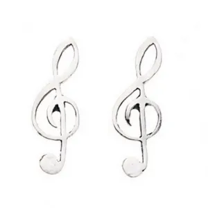 Boucles d'oreilles à clous en argent sterling A159 en forme de clé de sol - Créations Bijoux