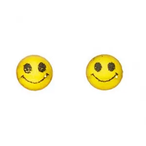 Boucles d'oreilles à clous Sterling Silver A513Y avec visage souriant jaune - Bijouterie Beginnings
