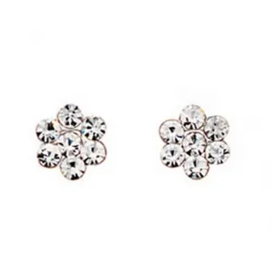 Boucles d'oreilles florales en cristal diamanté A589C en argent sterling Beginnings - Bijoux Beginnings