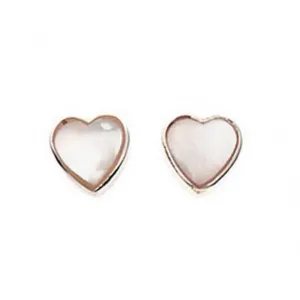 Boucles d'oreilles à clous en forme de cœur en nacre blanche et argent sterling A778W - Débuts Bijoux