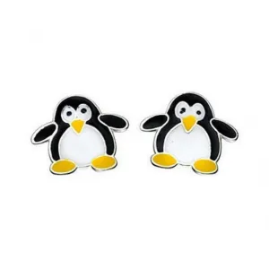 Boucles d'oreilles à clous Pingouin en argent sterling A854 - Débuts Bijoux