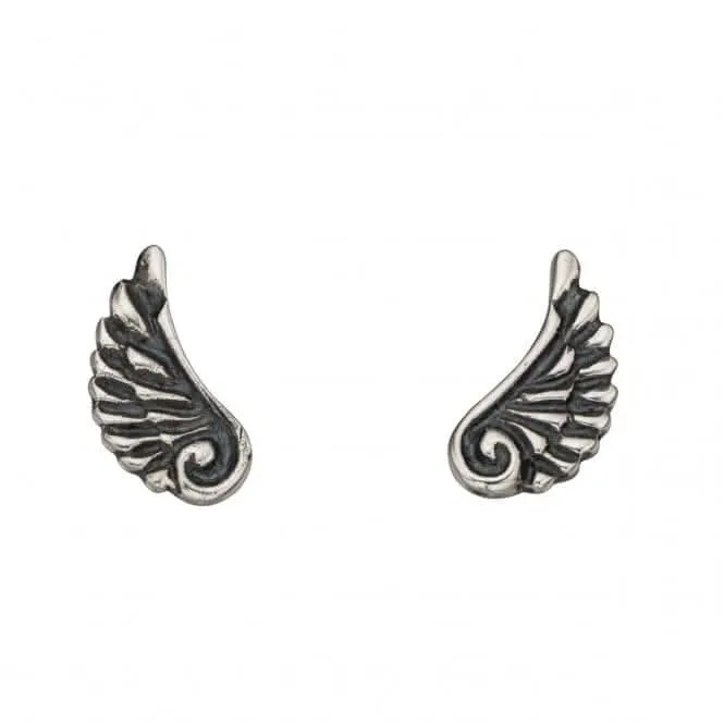 Boucles d'oreilles à clous Ailes d'Ange oxydées en argent sterling A927 - Débuts Bijoux
