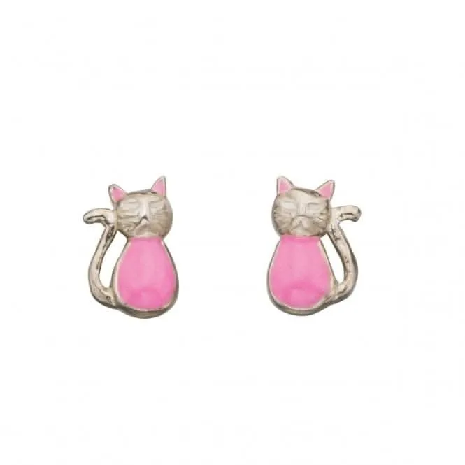 Boucles d'oreilles à clous Émail Chat en Argent Sterling A948P - Débuts Bijoux
