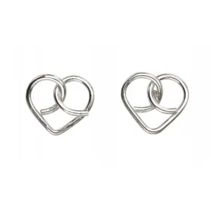 Boucles d'oreilles à clous en forme de cœur en fil argenté sterling A984 - Débuts Bijoux