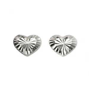 Boucles d'oreilles à clous en forme de cœur diamanté en argent sterling A987 - Débuts Joaillerie