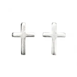 Boucles d'oreilles à clous en croix en argent sterling A991 - Débuts Bijoux