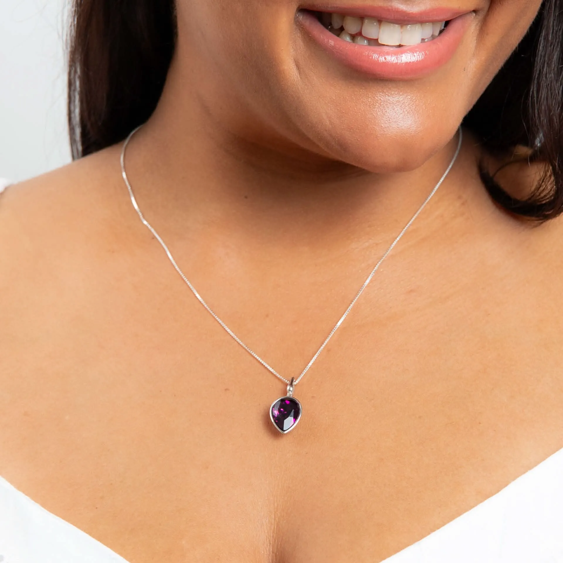Pendentif en Cristal d'Améthyste en Argent Sterling P5459M - Débuts Bijoux