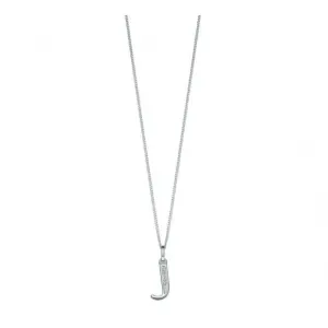 Pendentif Art Déco Initial J en Argent Sterling avec Zirconium Cubique P4732C - Bijoux Beginnings