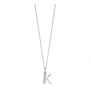 Pendentif Art Déco en Argent Sterling avec Initiale K et Zirconium Cubique P4733C - Bijoux Beginnings