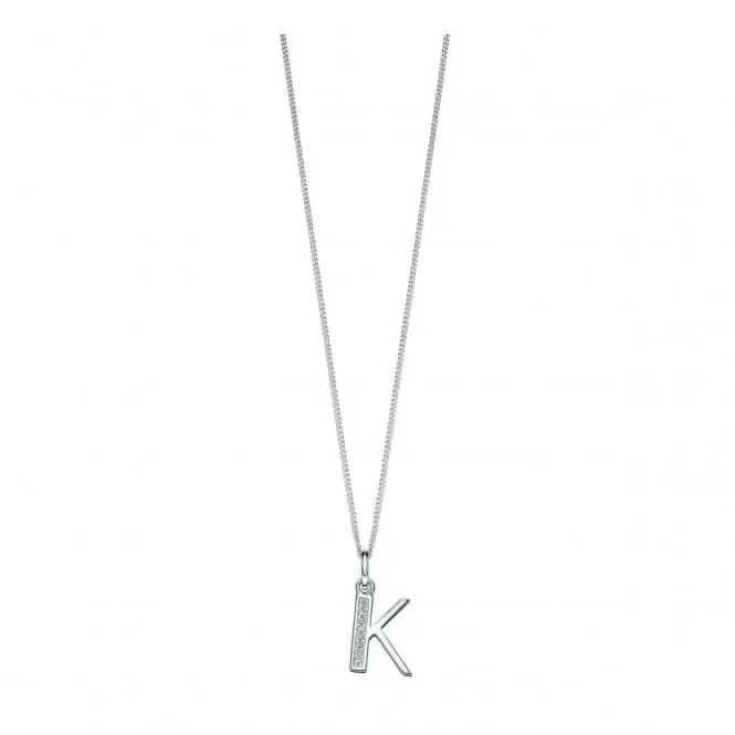Pendentif Art Déco en Argent Sterling avec Initiale K et Zirconium Cubique P4733C - Bijoux Beginnings