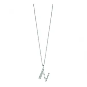 Pendentif Art Déco en Argent Sterling avec Initiale et Zirconium Cubique P4736C - Bijouterie Beginnings