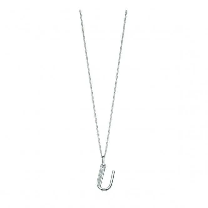 Pendentif Art Déco Initiale U en Argent Sterling avec Zirconium Cubique P4743C - Bijouterie Beginnings