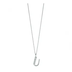 Pendentif Art Déco Initiale U en Argent Sterling avec Zirconium Cubique P4743C - Bijouterie Beginnings