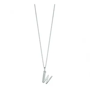 Pendentif Art Déco en Argent Sterling avec Initiale W et Zirconium Cubique P4745C - Bijoux Beginnings