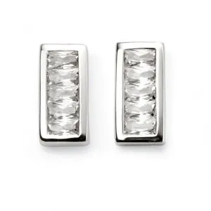 Boucles d'oreilles à barrettes en argent sterling avec zircons cubiques sertis en cannelure E5555C - Bijoux Beginnings
