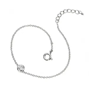 Bracelet en chaîne en argent sterling avec zirconium cubique transparent 17 2cm B4085C - Bijoux Beginnings