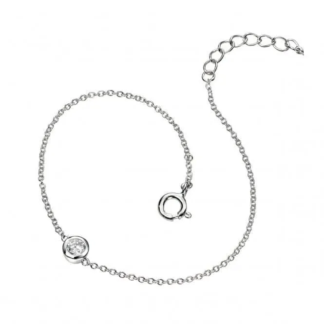 Bracelet en chaîne en argent sterling avec zirconium cubique transparent 17 2cm B4085C - Bijoux Beginnings
