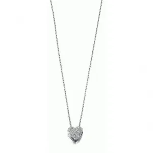 Colliers Cœur en Argent Sterling avec Zirconium Cubique Clair Pavé 40 5cm N3232C Bijoux Beginnings