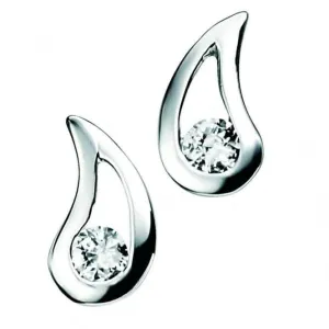 Boucles d'oreilles goutte en argent sterling avec zirconium cubique transparent E3057C - Bijoux Beginnings