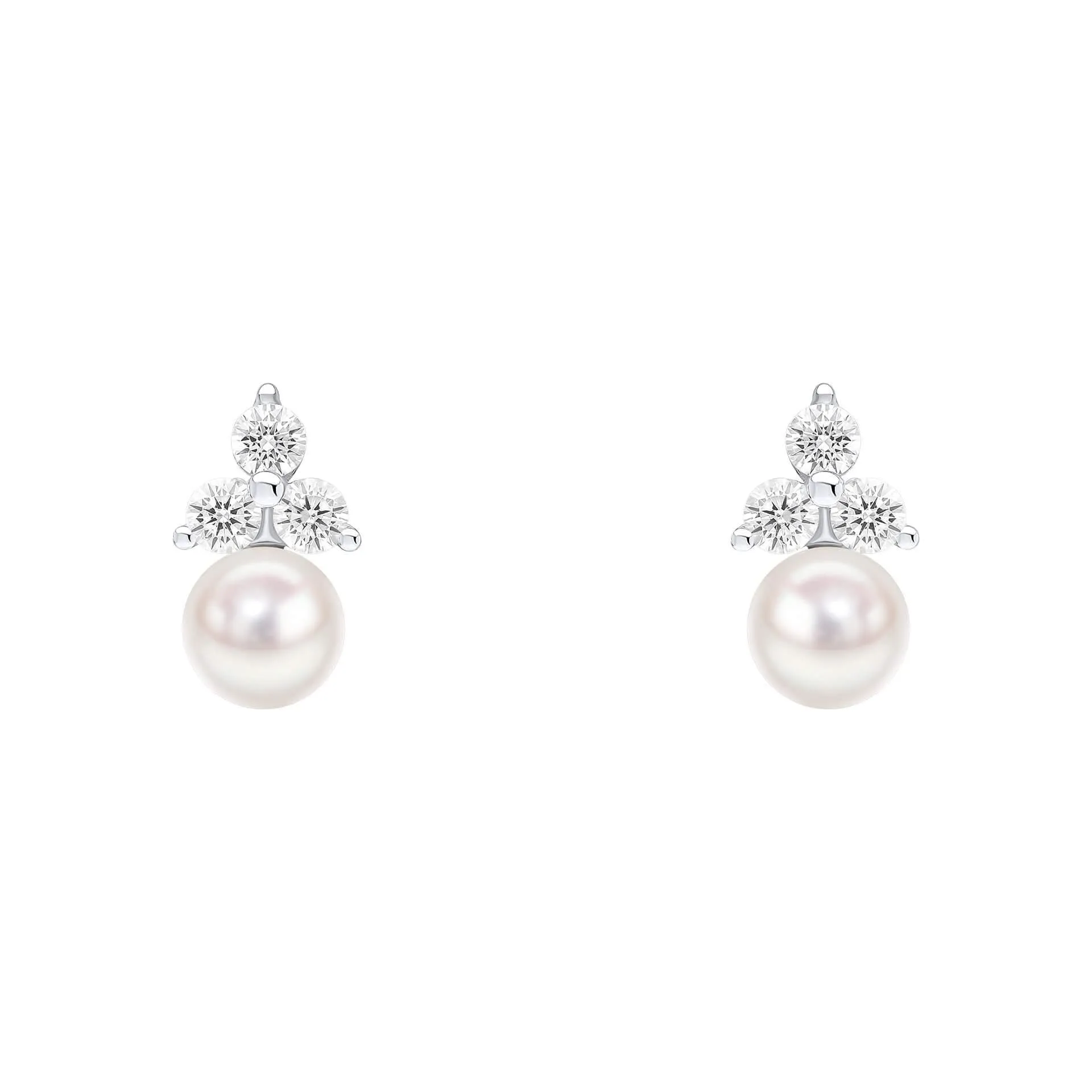 Boucles d'oreilles en argent sterling avec zirconium cubique et perle blanche coquillage E6497W - Débuts Bijoux