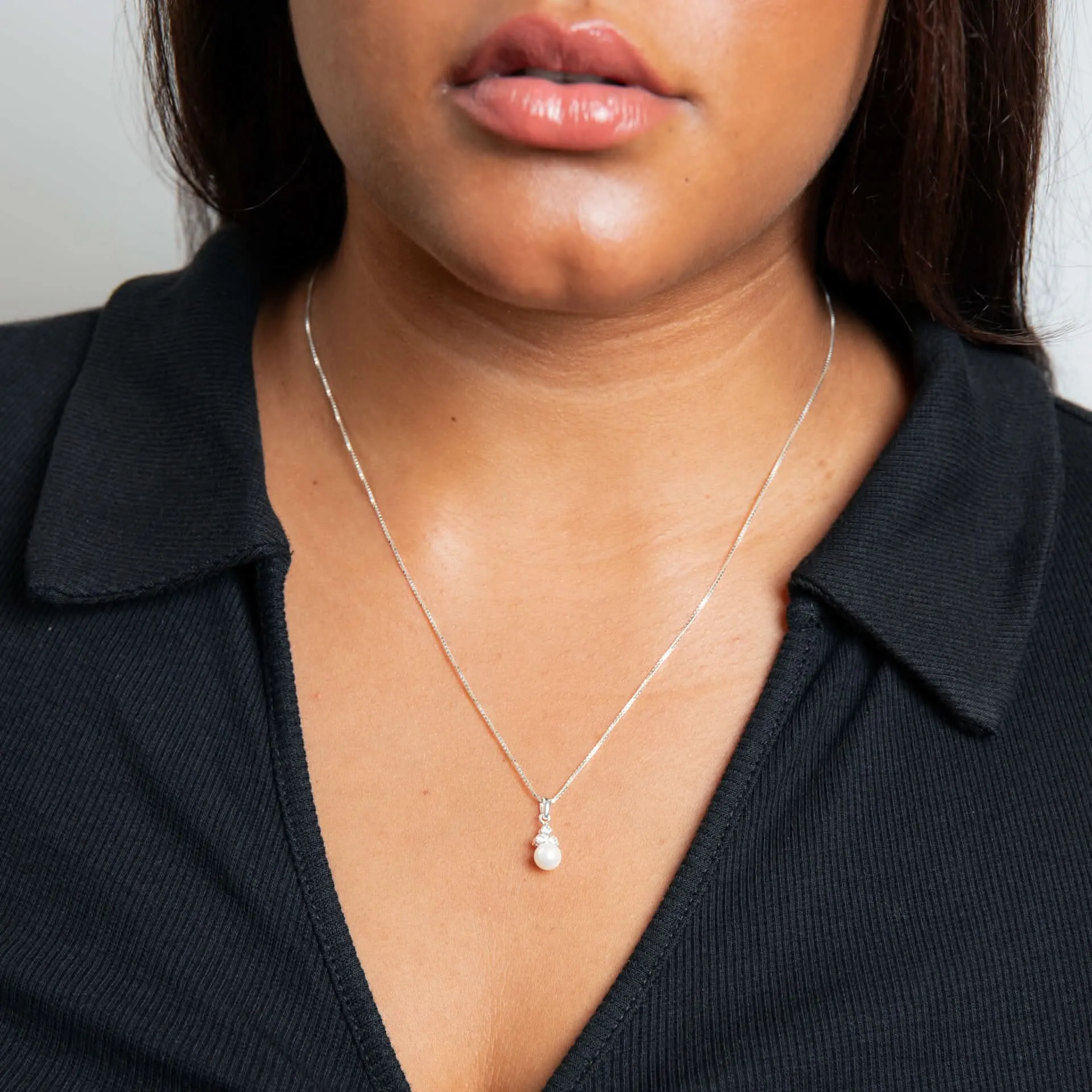 Pendentif Débuts en Argent Sterling avec Coquille en Zirconium Cubique Perle Blanche P5464W Bijoux Débuts
